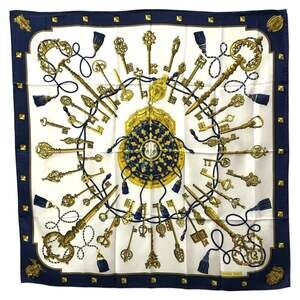 HERMES White Silk Scarf